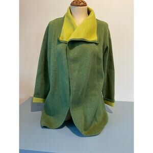 Elena Wang womens open front two tone green cardigan size XS